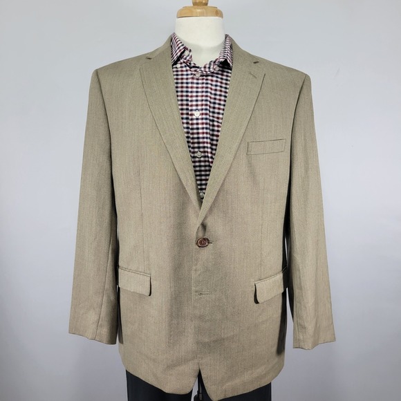Lauren Ralph Lauren Men's Sport Coat Blazer Two Button Beige Polyester Blend 46R